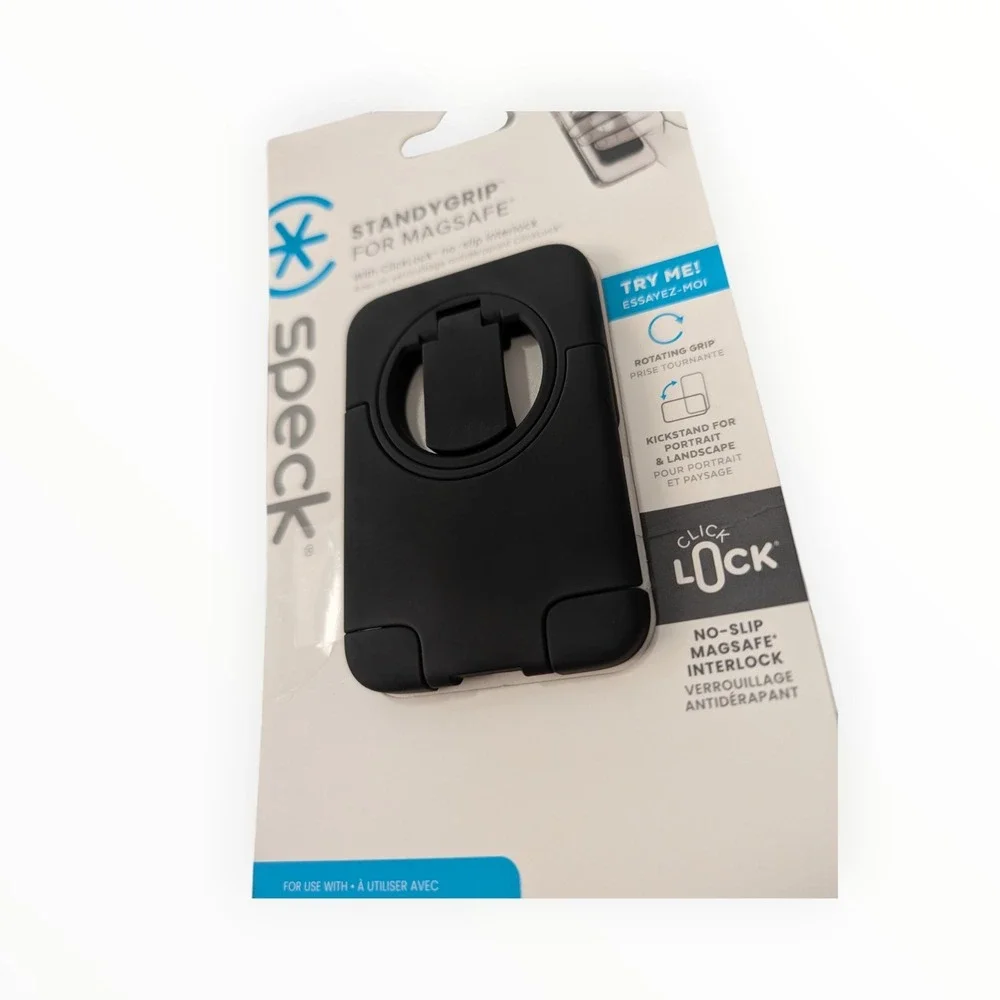 Y9-Poly Speck - ClickLock StandyGrip for Apple iPhones with‎ Magsafe - Black